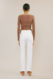 High Rise Ivory Straight Leg Jeans