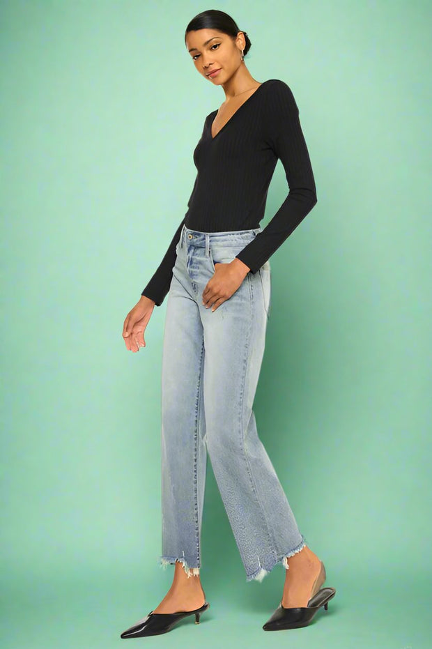 High Rise Slim Wide Leg Jeans