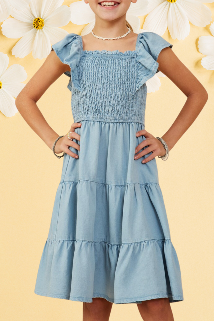 Bella Chambray Flutter Dress