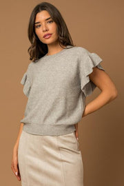 Ruffle Sleeve Knit Top