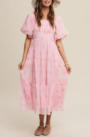 blush, pink, puff sleeve, dress, midi, maxi dress, a line, tiered dress, ruffle, lined, full skirt, gown, square neck, floral, vici, vici collection, red dress, shop red dress, zara, forever 21, zoco, shop zoco, bohme, jessa kae, rachel parcell, rachel parcel, mod boutique, baltic born, ivy city co, shop stevie, altard state, altar'd, wedding, wedding party, party, dress, dance, church, daymaker dress, 3/4 sleeve