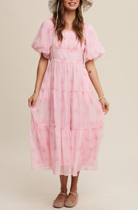 blush, pink, puff sleeve, dress, midi, maxi dress, a line, tiered dress, ruffle, lined, full skirt, gown, square neck, floral, vici, vici collection, red dress, shop red dress, zara, forever 21, zoco, shop zoco, bohme, jessa kae, rachel parcell, rachel parcel, mod boutique, baltic born, ivy city co, shop stevie, altard state, altar'd, wedding, wedding party, party, dress, dance, church, daymaker dress, 3/4 sleeve