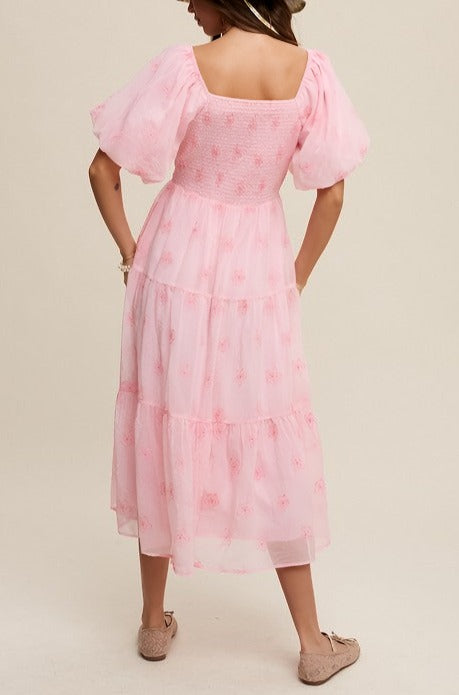 blush, pink, puff sleeve, dress, midi, maxi dress, a line, tiered dress, ruffle, lined, full skirt, gown, square neck, floral, vici, vici collection, red dress, shop red dress, zara, forever 21, zoco, shop zoco, bohme, jessa kae, rachel parcell, rachel parcel, mod boutique, baltic born, ivy city co, shop stevie, altard state, altar'd, wedding, wedding party, party, dress, dance, church, daymaker dress, 3/4 sleeve