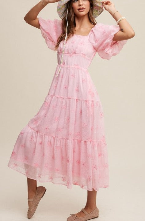 blush, pink, puff sleeve, dress, midi, maxi dress, a line, tiered dress, ruffle, lined, full skirt, gown, square neck, floral, vici, vici collection, red dress, shop red dress, zara, forever 21, zoco, shop zoco, bohme, jessa kae, rachel parcell, rachel parcel, mod boutique, baltic born, ivy city co, shop stevie, altard state, altar'd, wedding, wedding party, party, dress, dance, church, daymaker dress, 3/4 sleeve