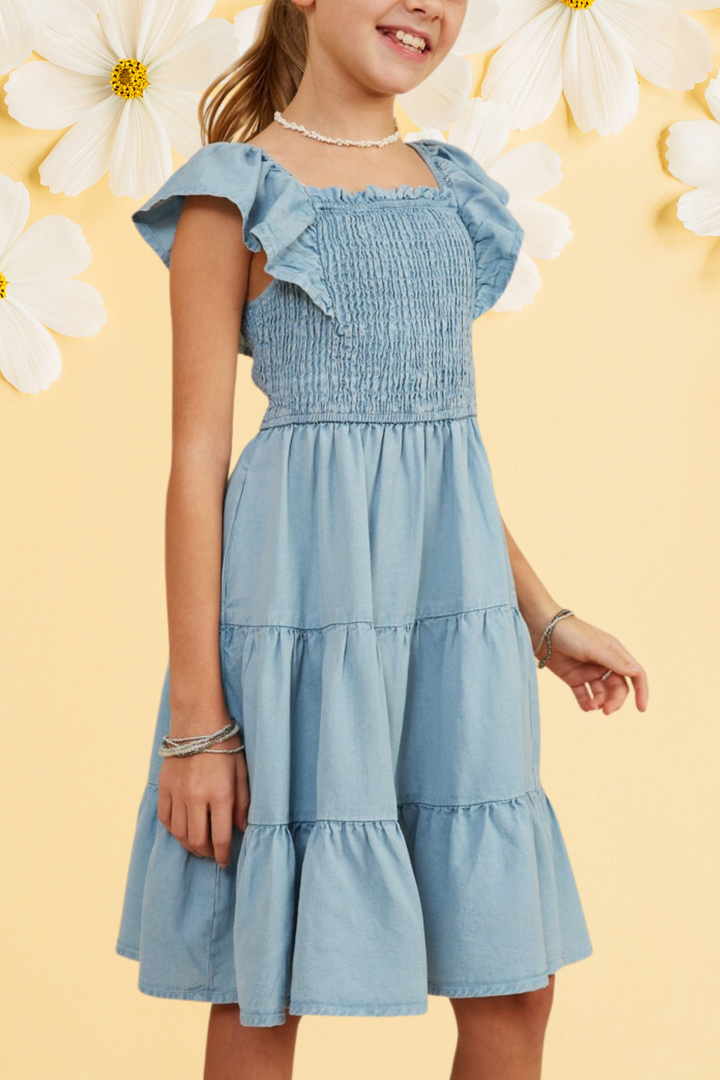 Bella Chambray Flutter Dress